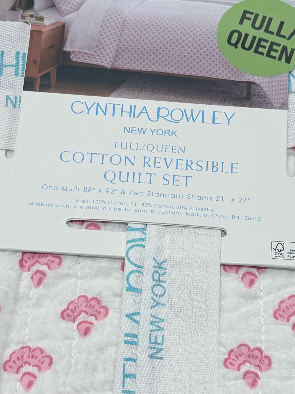 Cynthia Rowley Cotton Reversible Quilt Set - Picture 3 of 3